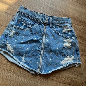 LF carmar denim rhinestone skirt